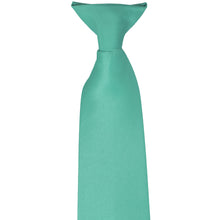 Load image into Gallery viewer, The pre-tied knot on an aquamarine clip-on tie
