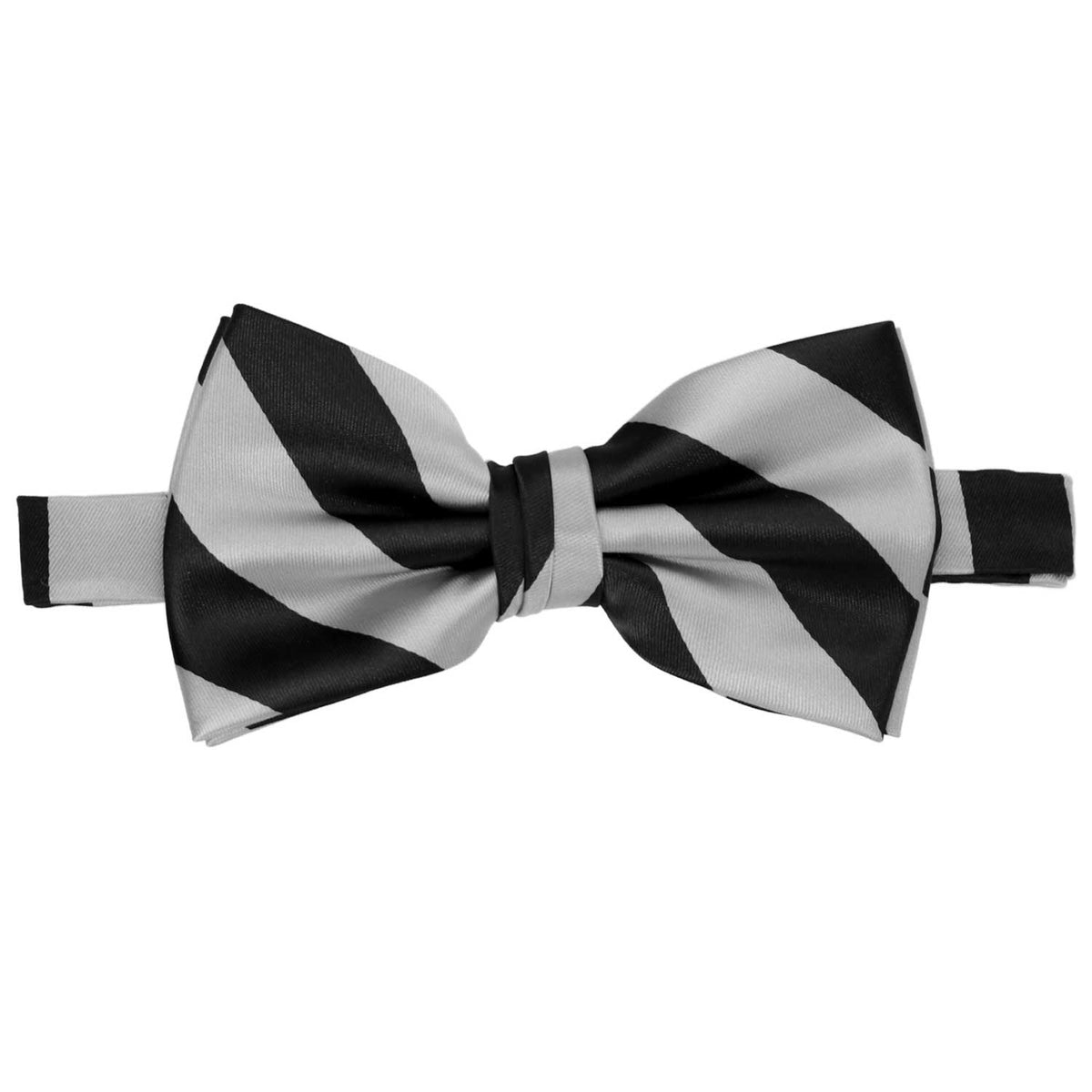 Black and Silver Striped Bow Tie | Shop at TieMart – TieMart, Inc