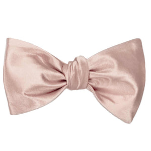  Blush pink self-tie bow tie, tied