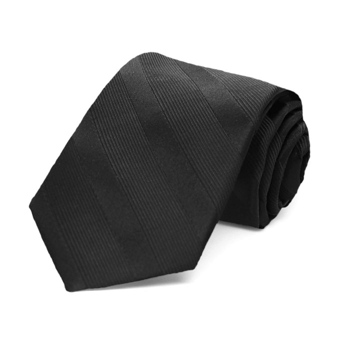 A rolled boys' tone on tone striped black tie
