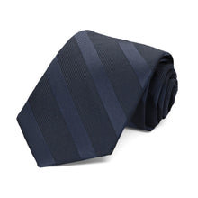Load image into Gallery viewer, A boys&#39; navy blue tone-on-tone striped tie