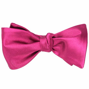 Bright fuchsia self-tie bow tie, tied