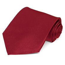 Load image into Gallery viewer, A burgundy solid tie made from silk