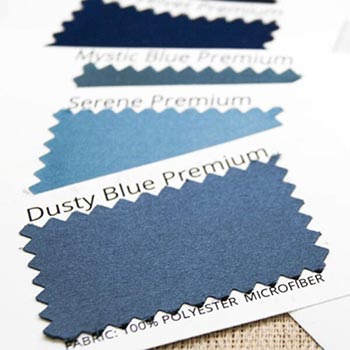 Fabric color swatches in shades of blue