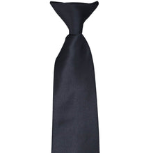 Load image into Gallery viewer, The front knot on a men&#39;s dark navy blue clip-on tie