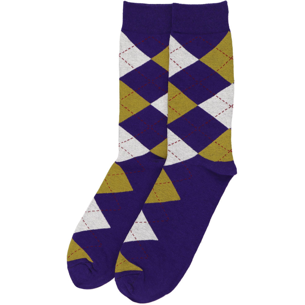 Men's Dark Purple and Gold Argyle Socks TieMart Men's Dark Purple and Gold Argyle Socks TieMart