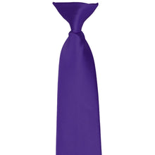 Load image into Gallery viewer, The top of a knot on a dark purple clip-on tie