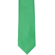 Load image into Gallery viewer, The front of an emerald green slim tie, laid out flat