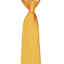 Load image into Gallery viewer, The front of a gold bar clip-on tie and close up of the pre-tied knot