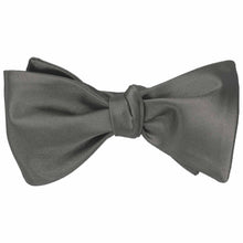 Load image into Gallery viewer, Graphite gray self-tie bow tie, tied
