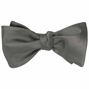 Graphite gray self-tie bow tie, tied