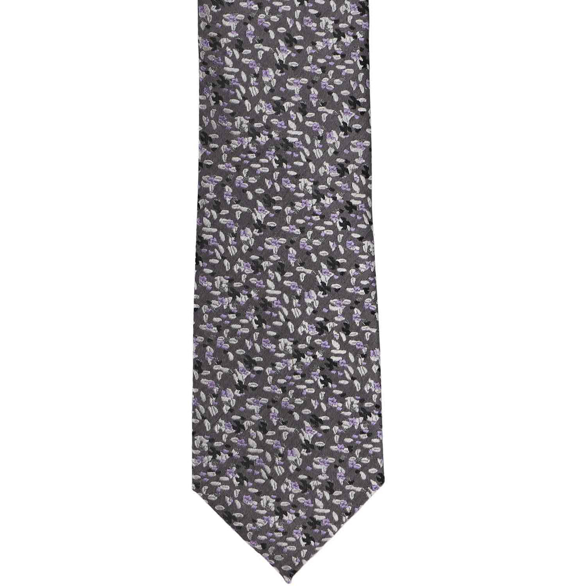 Dark Gray & Lavender Grain Pattern Silk Narrow Necktie | Shop at