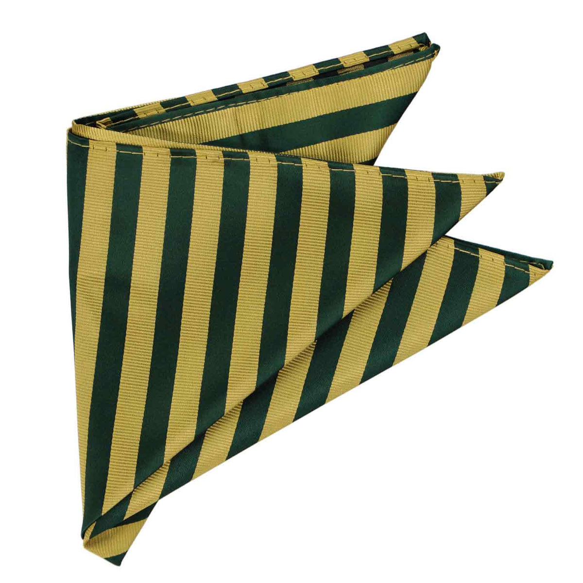 Hunter Green and Gold Formal Striped Pocket Square | Shop at 