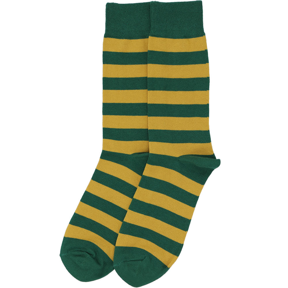 Men's Hunter Green and Gold Striped Socks Shop at TieMart