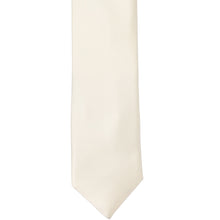 Load image into Gallery viewer, The front of an ivory silk slim tie, laid out flat