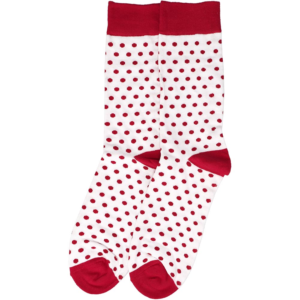 red and white dress socks Men's Crimson Red and White Polka Dot Socks TieMart