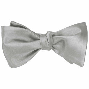 Mercury silver self-tie bow tie, tied