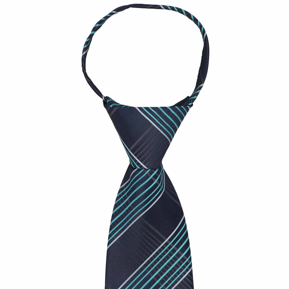 Navy Blue and Turquoise Plaid Zipper Tie | Shop at TieMart