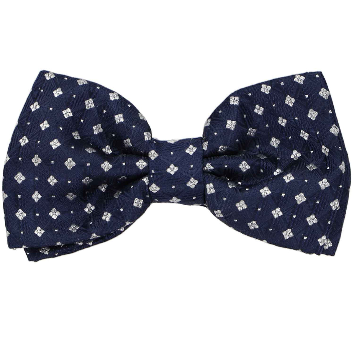 Navy Blue and Silver Geometric Bow Tie Shop at TieMart TieMart, Inc.