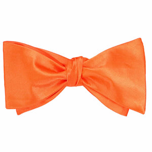 Neon orange self-tie bow tie, tied