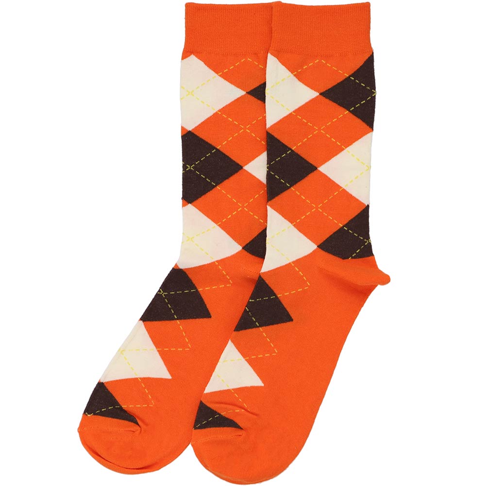 Men's Orange and Brown Argyle Socks TieMart Men's Orange and Brown Argyle Socks TieMart