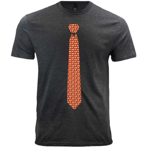 Gray men's t-shirt with an orange football coach necktie design