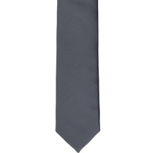Load image into Gallery viewer, The front of a pewter skinny tie, laid flat