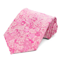Load image into Gallery viewer, A very pink floral tie in an extra long length