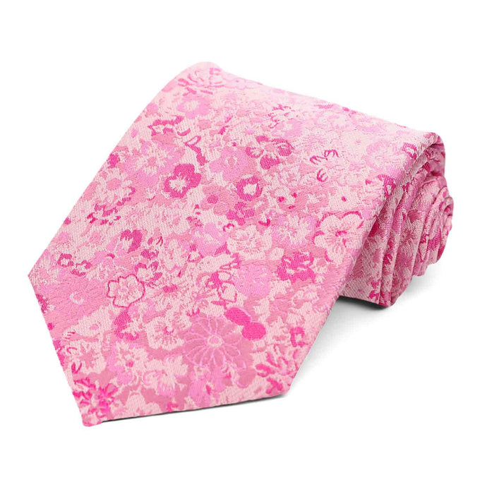 A very pink floral tie in an extra long length