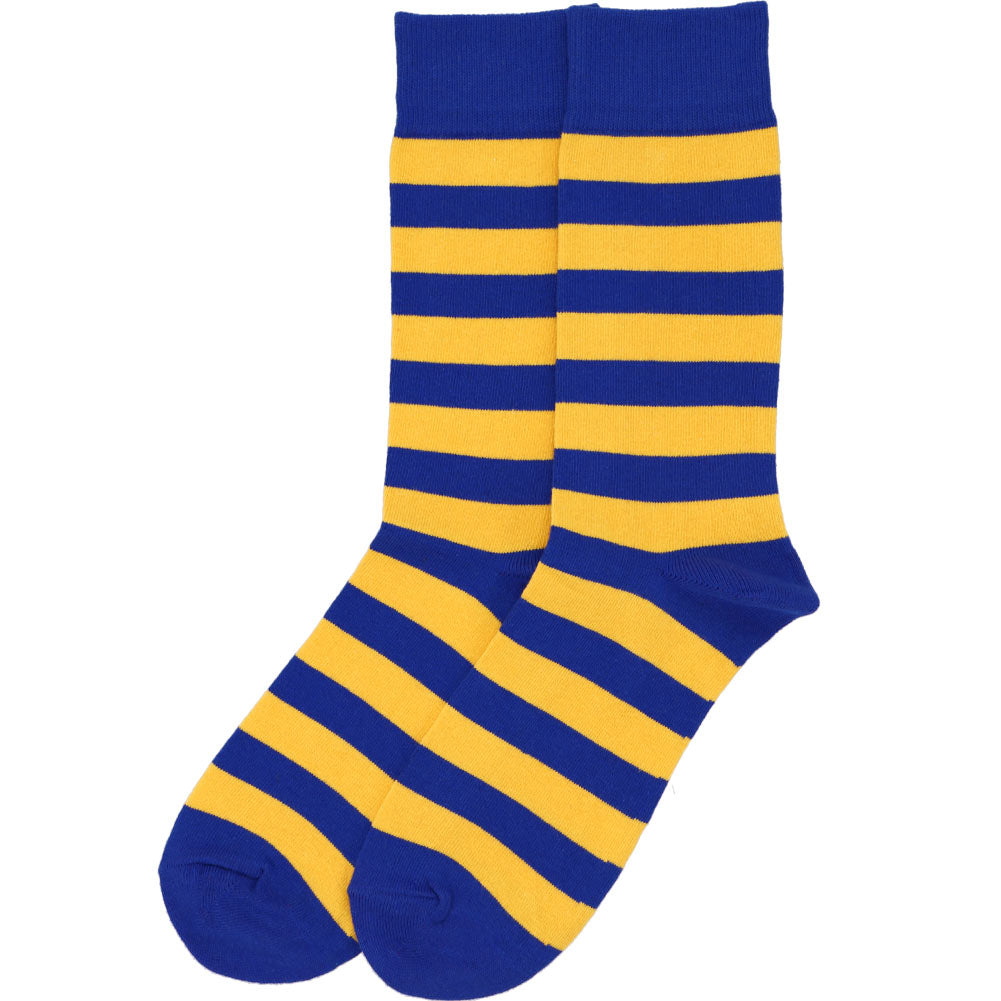 Men's Royal Blue and Golden Yellow Striped Socks TieMart