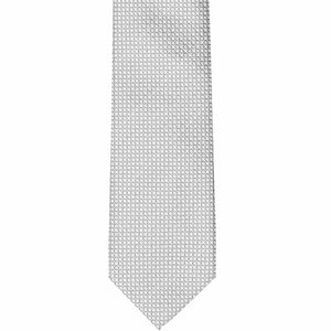 The front of a soft gray circle pattern tie, laid flat