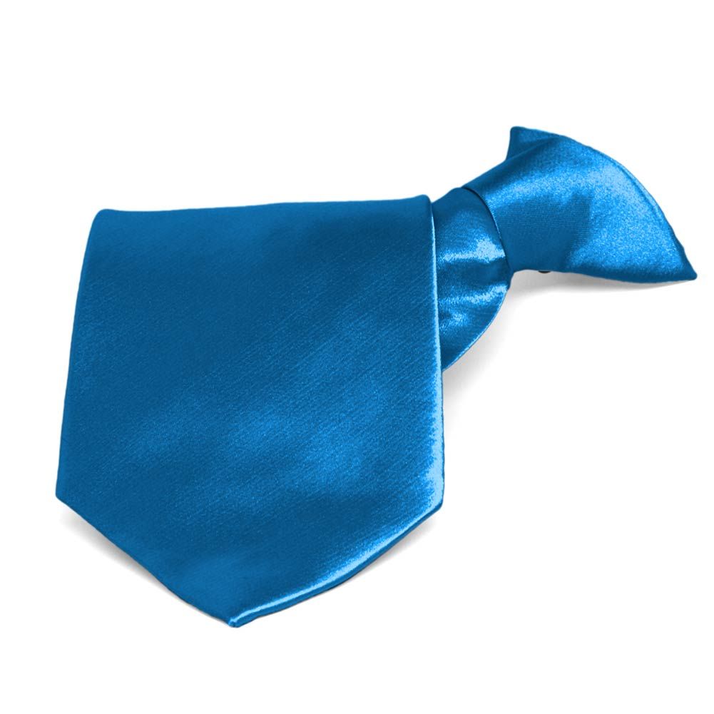 Azure Blue Solid Color Clip-On Ties | Shop at TieMart – TieMart, Inc.