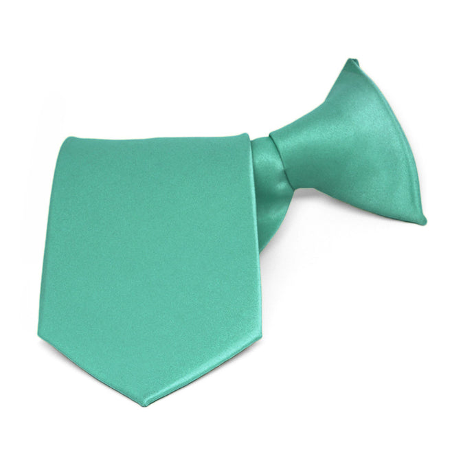 Boys' Aquamarine Solid Color Clip-On Tie, 8