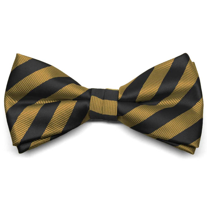 Black and Old Gold Formal Striped Bow Tie