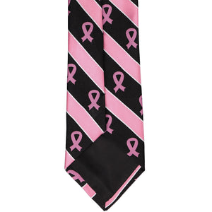 Pink and black striped breast cancer ribbon tie back view