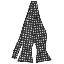 Load image into Gallery viewer, A black untied self-tie bow tie with a silver geometric pattern