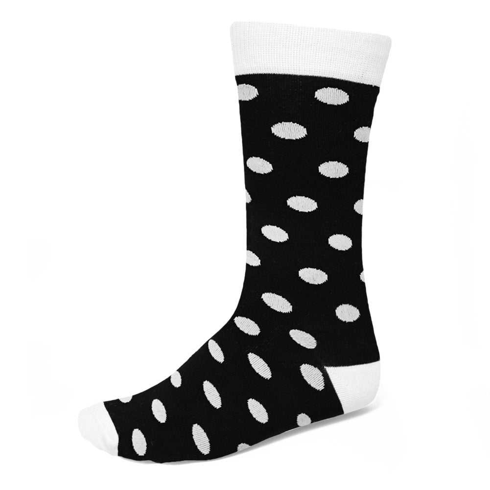 Men's Black and White Polka Dot Socks Shop at TieMart TieMart, Inc.