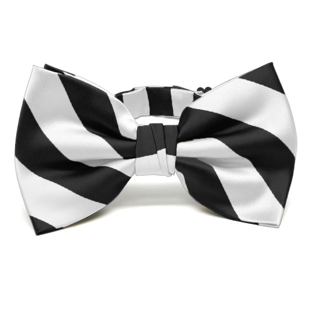 Black and White Striped Bow Tie | Shop at TieMart – TieMart, Inc.