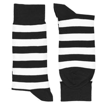 Load image into Gallery viewer, Pair of men&#39;s black and white striped crew socks