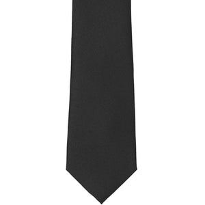 Front of a black matte narrow tie