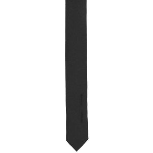 Tail view of a black matte uniform tie with button holes