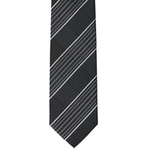 Load image into Gallery viewer, A black and gray plaid slim tie