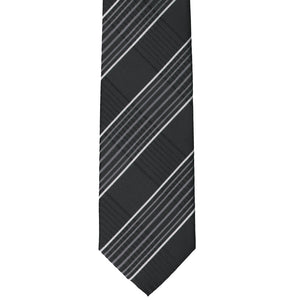 A black and gray plaid slim tie