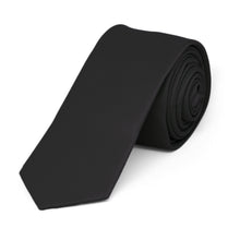Load image into Gallery viewer, Black Skinny Solid Color Necktie, 2&quot; Width
