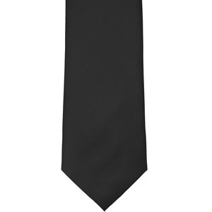 Front view of a black solid color necktie