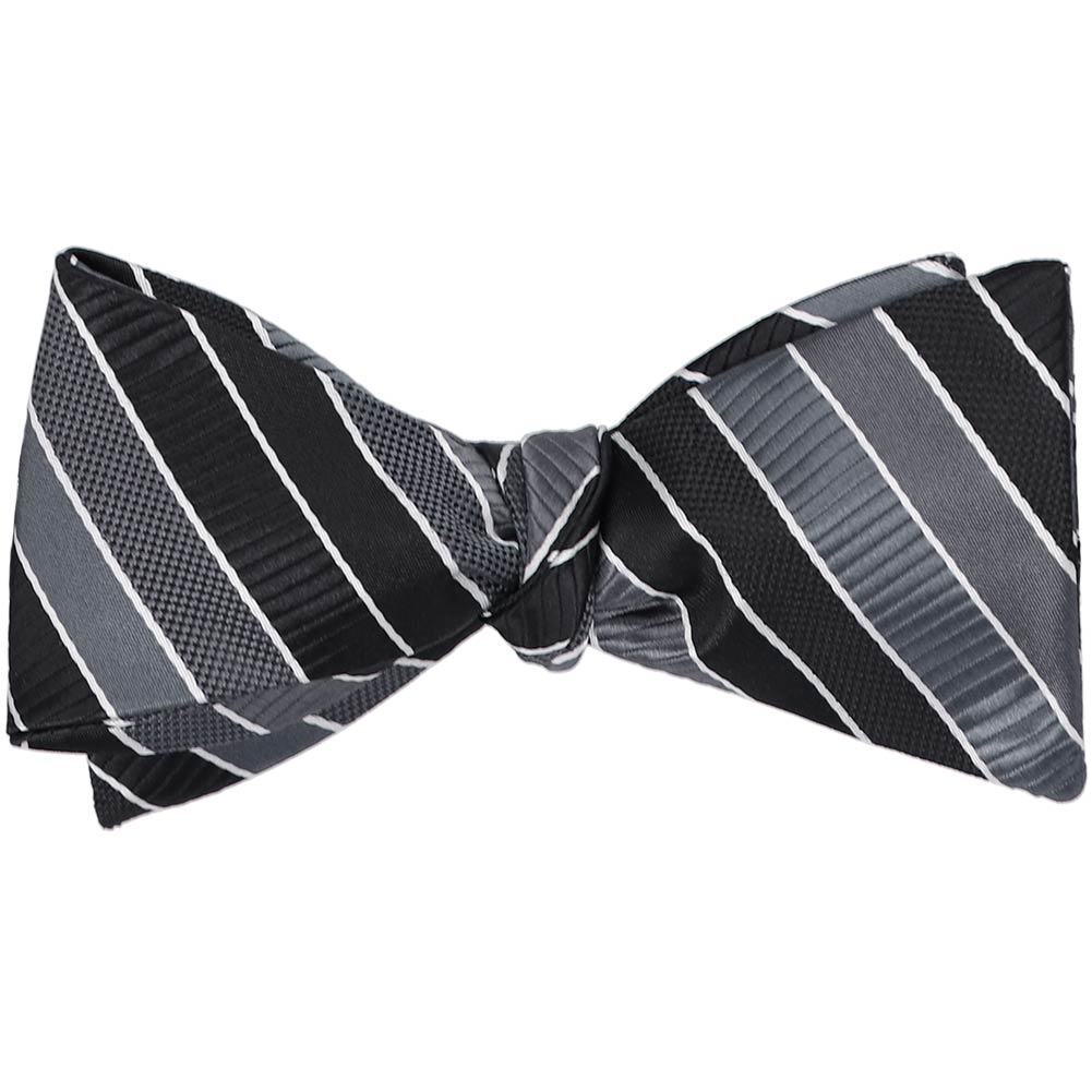 Black Striped Self-Tie Bow Tie | Shop at TieMart – TieMart, Inc.