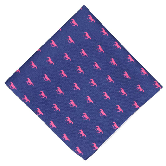 A pink and blue horse themed pocket square