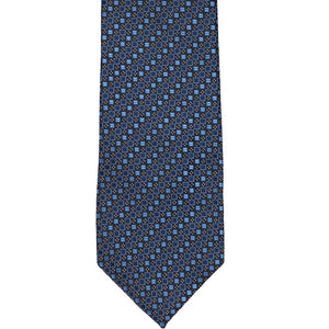 Front view of a blue square pattern tie