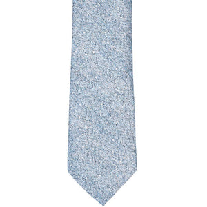Flat front view of a blue textured tie