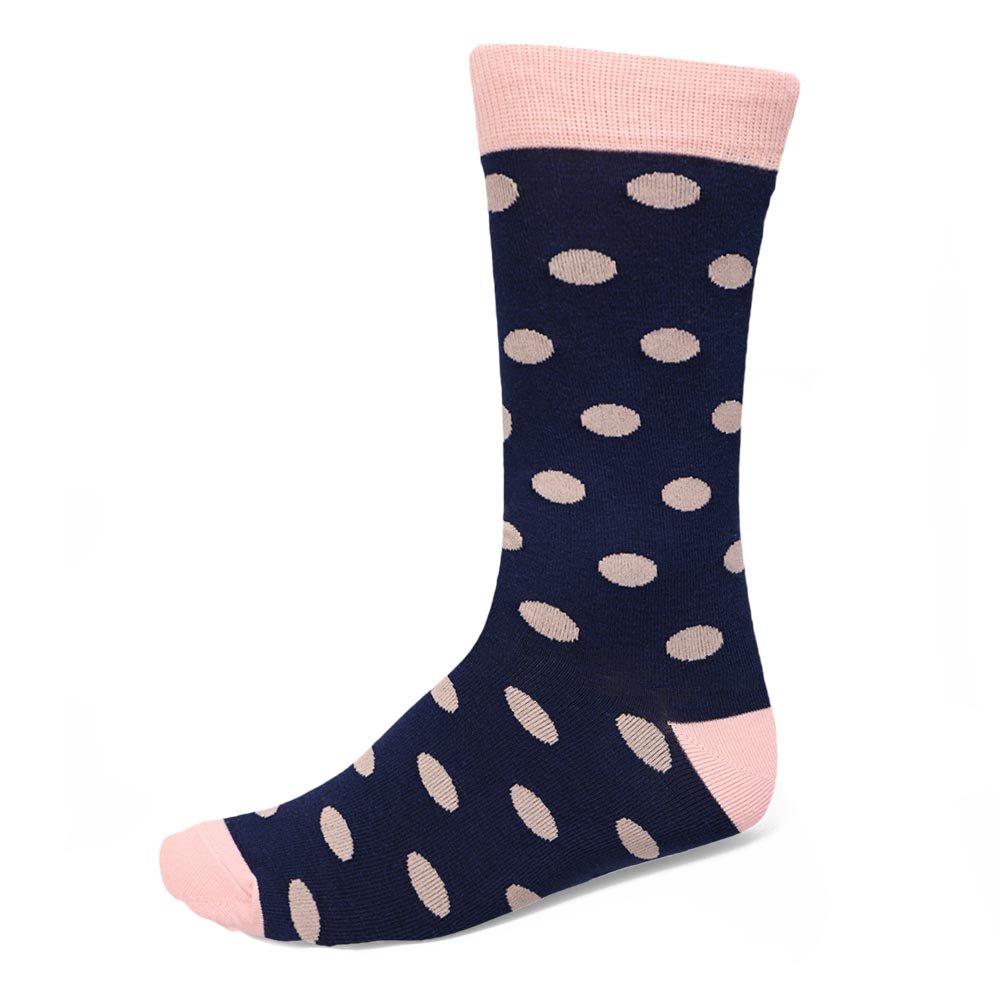 Men's Blush Pink and Navy Blue Polka Dot Socks TieMart Men's Blush Pink and Navy Blue Polka Dot Socks TieMart